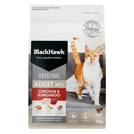    - Fish-based cat food  Black Hawk Adult Cat Chicken & Kangaroo Cat Food