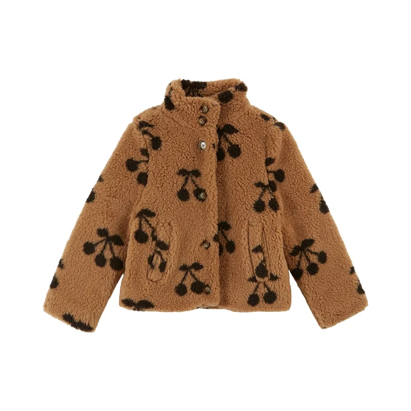 Emile et Ida Caramel Cherry Faux Fur Coat