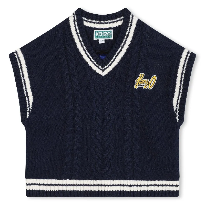 Kenzo Navy Flower Knitted Vest