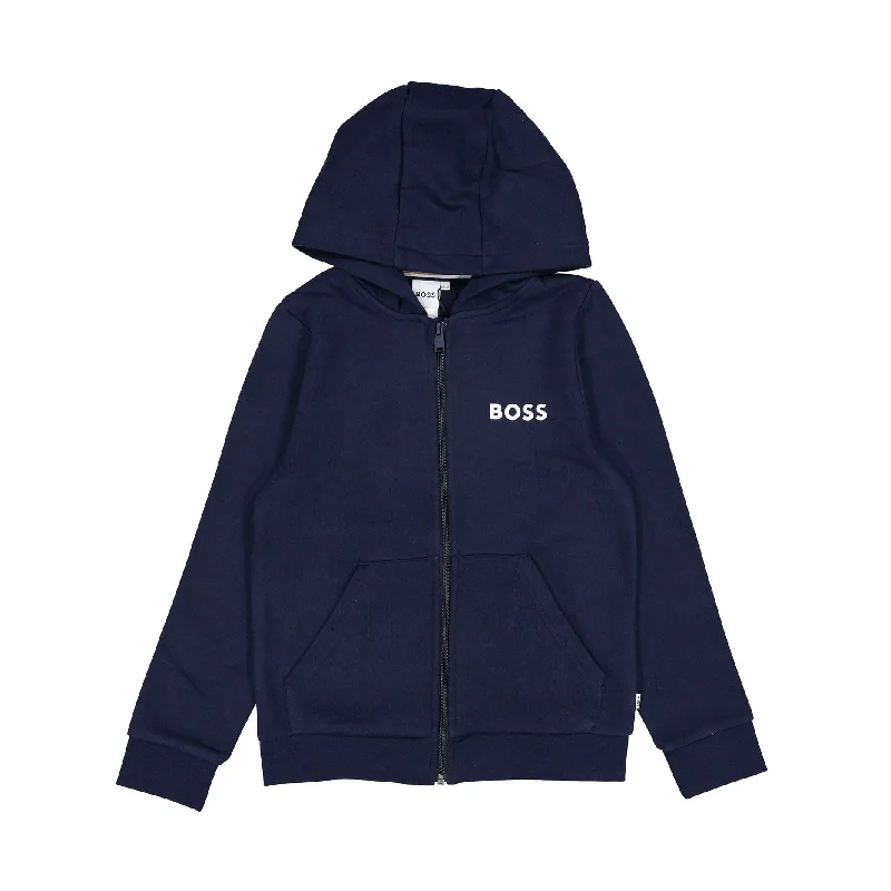 Hugo Boss Navy Mini Me Small Logo Zip Up Hoodie