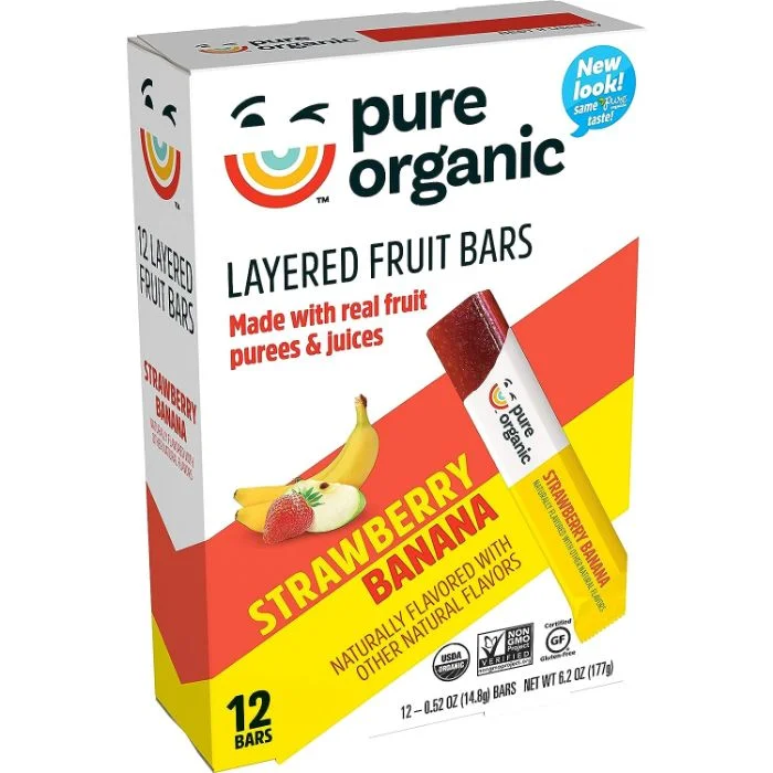 Pure Organic - Strawberry Banana Bars 6.2 Oz - Pack Of 9