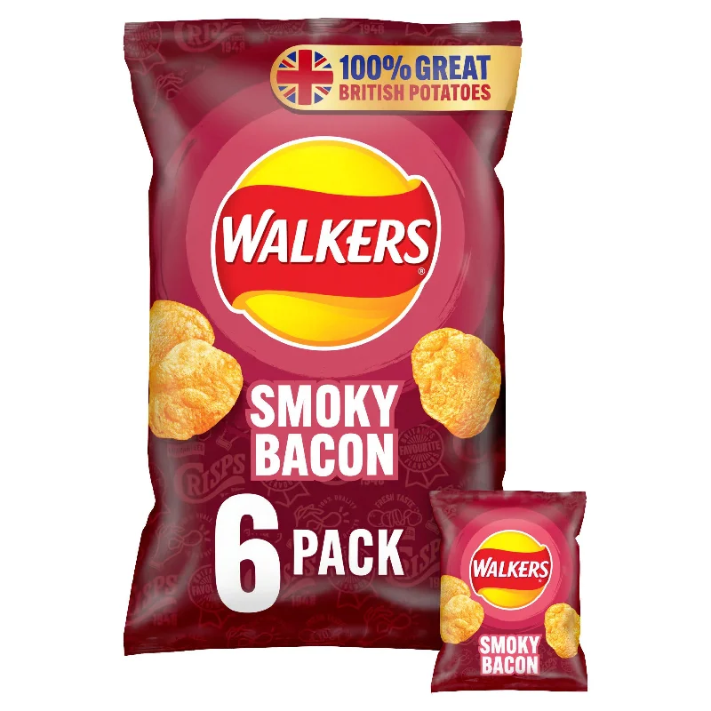 Walkers Smoky Bacon Multipack Crisps 6x25g