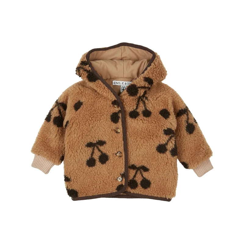 Emile et Ida Caramel Cherry Faux Fur Baby Coat