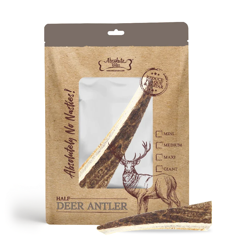 Absolute Bites Single Ingredient Dog Chew - Half Deer Antler (Giant) | Dental Care