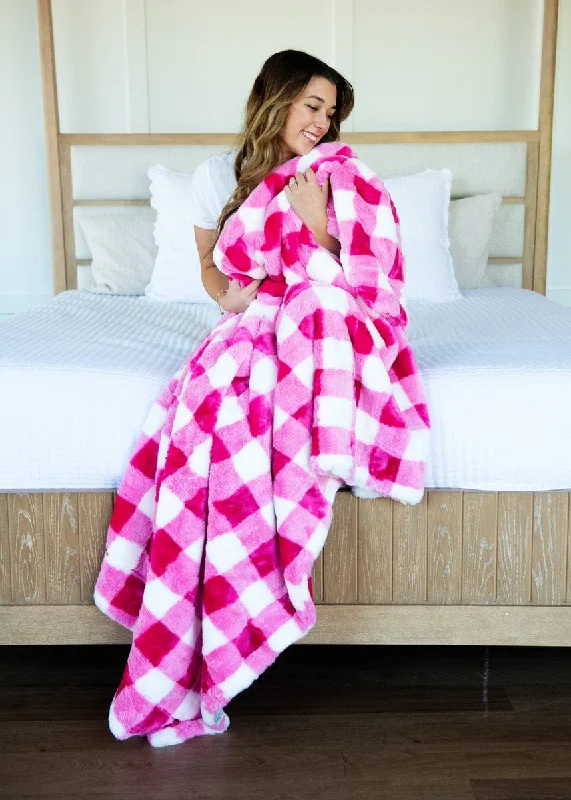 Buffalo Check Hot Pink Blanket