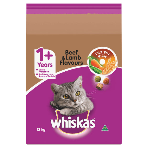    - Affordable cat food with good quality  Whiskas Beef & Lamb Flavours Dry Cat Food