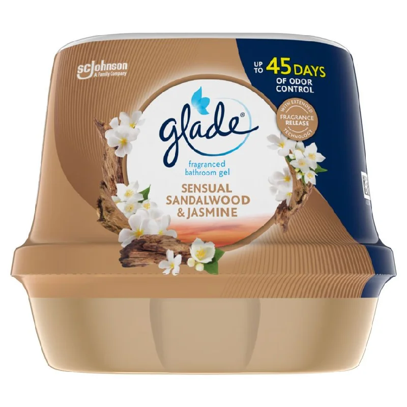 Glade Fragranced Bathroom Gel Bathroom Air Freshener & Odour Eliminator Sandalwood & Jasmine