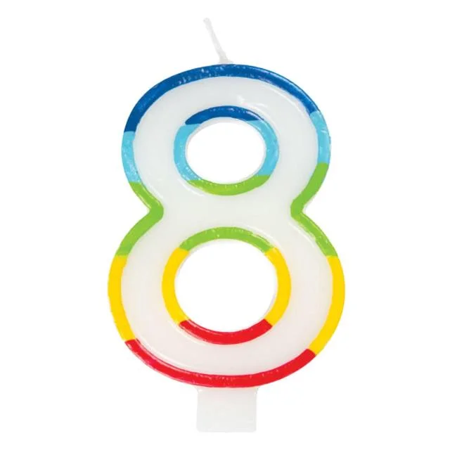 Number 8 Rainbow Candle 8th Birthday