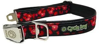 Cycle Dog Collar Metal-Flowers Coral Poppies