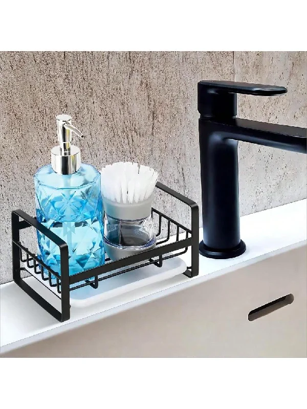 1pc Kitchen Dish Cloth Drying Rack, Sink Sponge Or Towel Holder, Faucet Organizer Basket, No Drilling Required