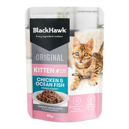    - Hill's Science Diet cat food price  Black Hawk Kitten Pouches Chicken & Ocean Fish In Gravy Cat Food 12x85g