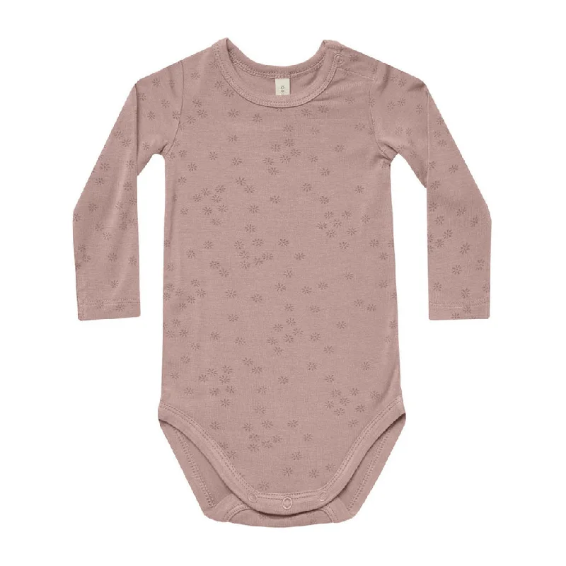 Quincy Mae Mauve Bloom Bamboo Long Sleeve Bodysuit