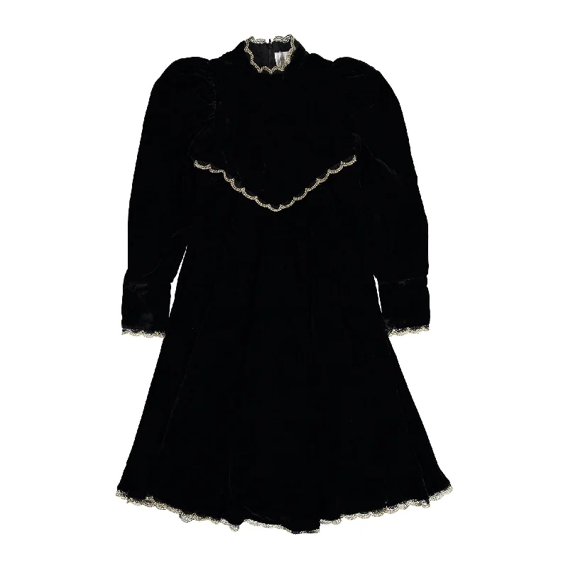 Petite Amalie Black Metallic Lace Velvet Dress