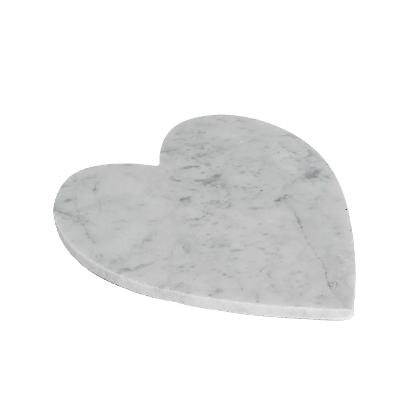 27cm x 25cm White Heart Marble Chopping Board - By Argon Tableware