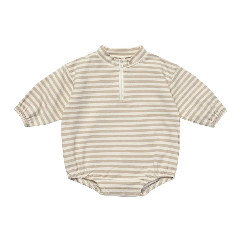 Quincy Mae Sand Stripe Fleece Bodhi Romper