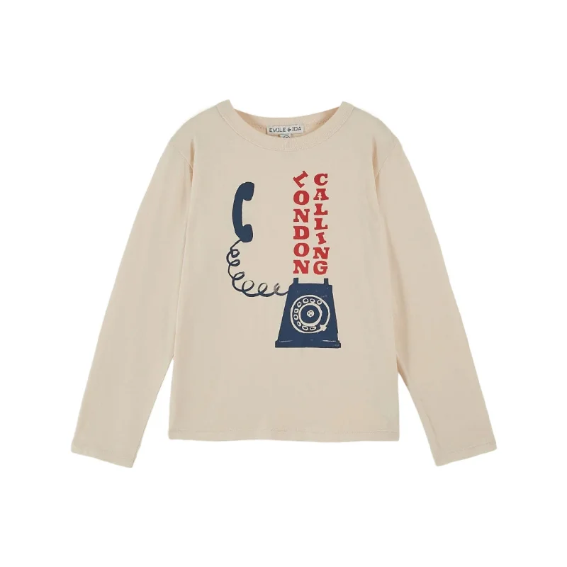 Emile et Ida Cream Telephone Print Tee