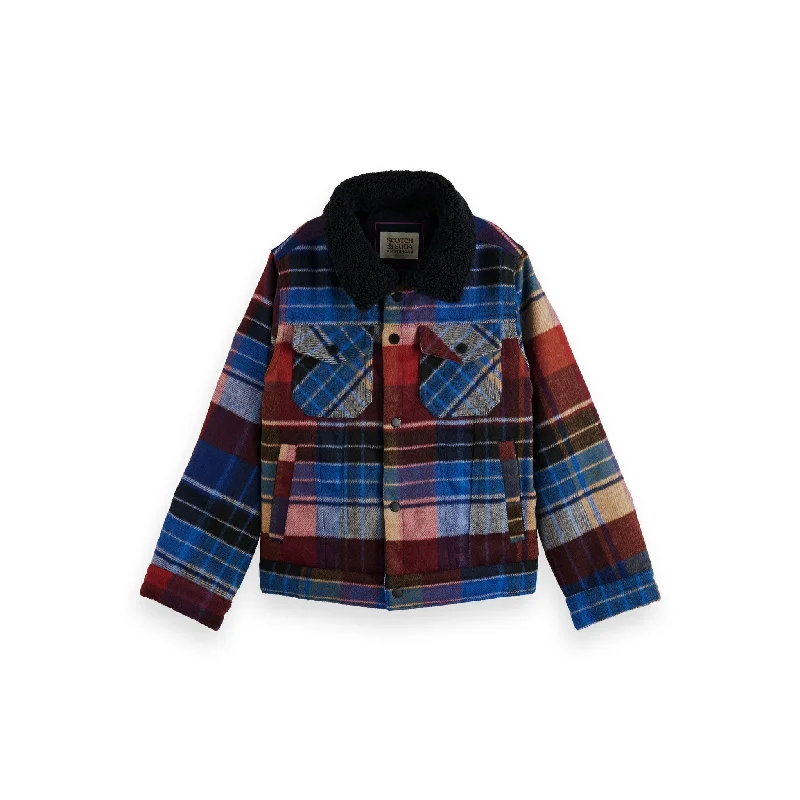 Scotch Shrunk Blue Multi Wool Blend Trucker Jacket