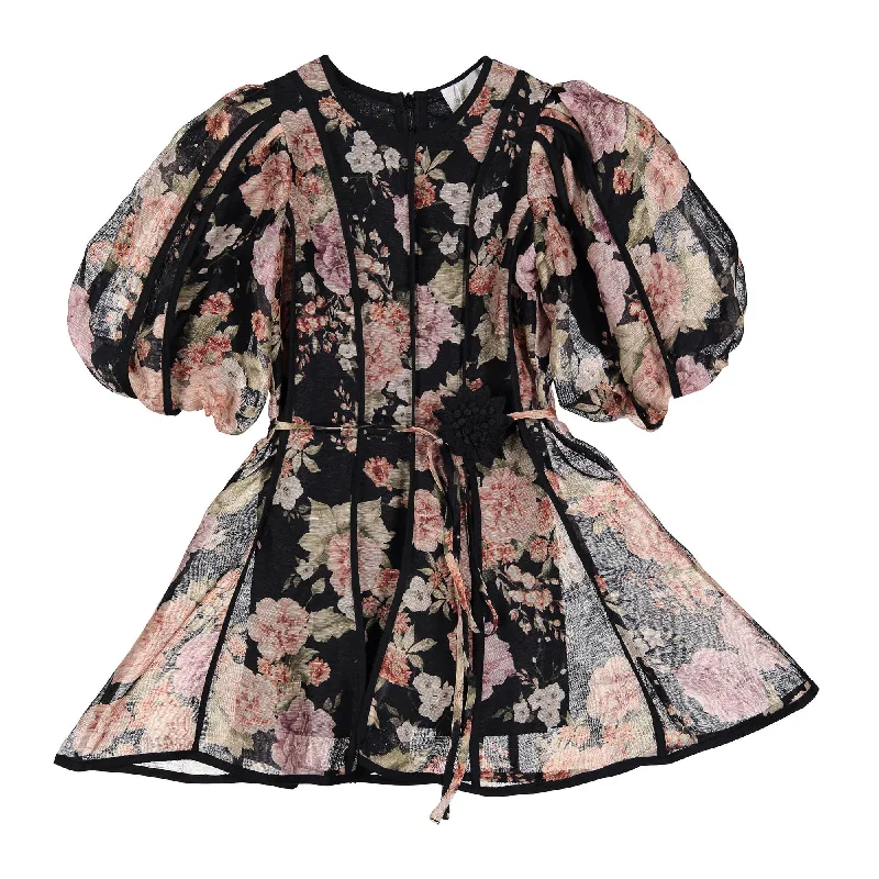 Petite Amalie Black Vintage Bloom Print Dress