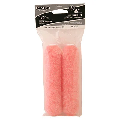 6-1/2 in. x 1/2 in. Paint Roller Covers - Pink Polyester - 2 PACK