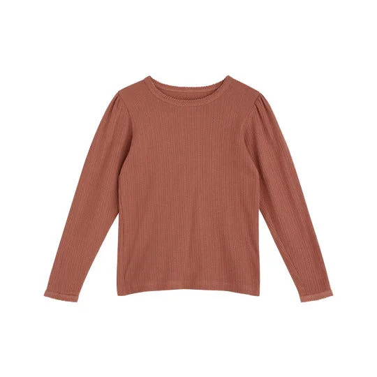 Little Cotton Clothes Copper Organic Long Sleeve Pointelle T-Shirt