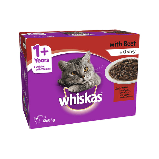    - Chicken flavor cat food  Whiskas Adult Beef Favourites In Gravy Wet Pouches Cat Food 12pk