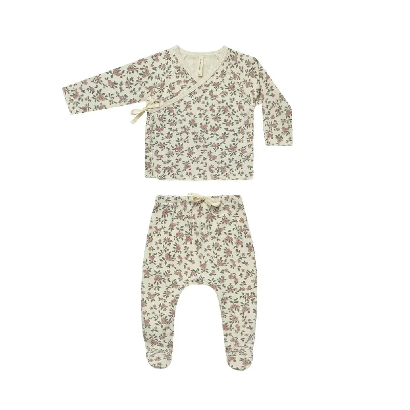 Quincy Mae Meadow Wrap Top + Footed Pant Set