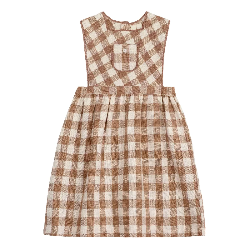 Little Cotton Clothes Cinnamon Gingham Organic Dorothea Pinafore