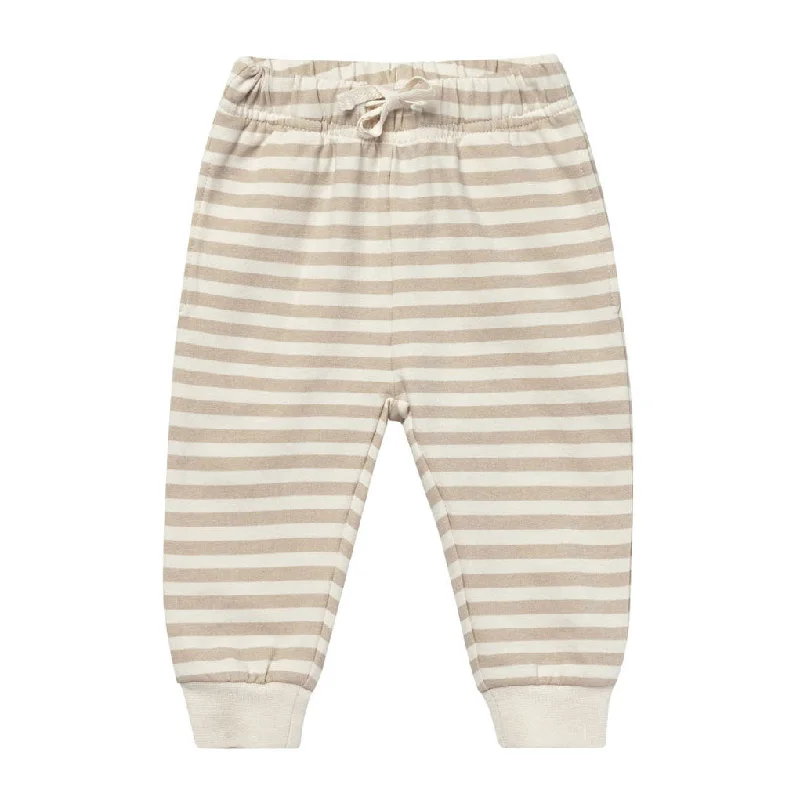 Quincy Mae Sand Stripe Relaxed Fleece Sweatpant