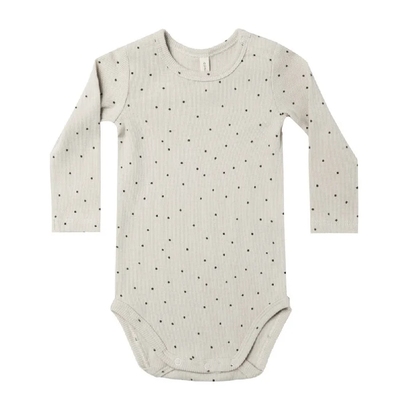 Quincy Mae Mini Dots Ribbed Long Sleeve Bodysuit