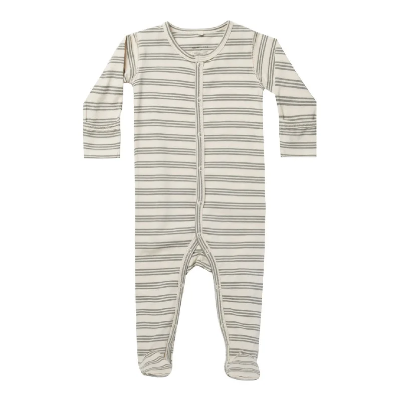 Quincy Mae Basil Stripe Full Snap Footie