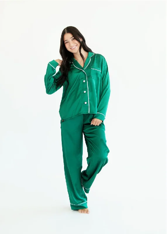 Middle of the Night Pajamas Satin - Green - Final Sale