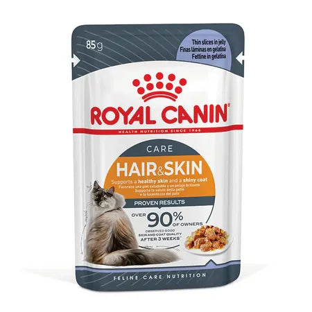    - Indoor cat food  Royal Canin Hair & Skin Care Jelly Pouches Cat Food 12x85g