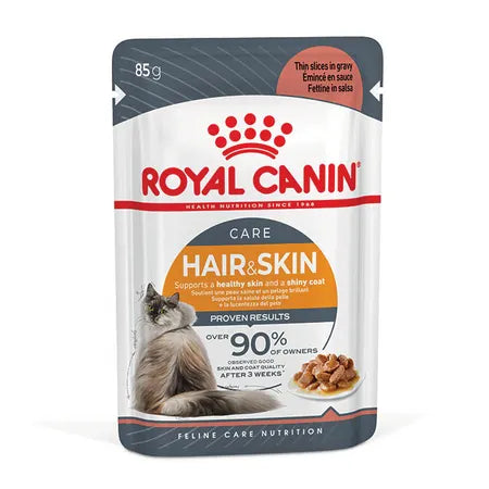    - Outdoor cat food  Royal Canin Hair & Skin Care Gravy Pouches Cat Food 12x85g