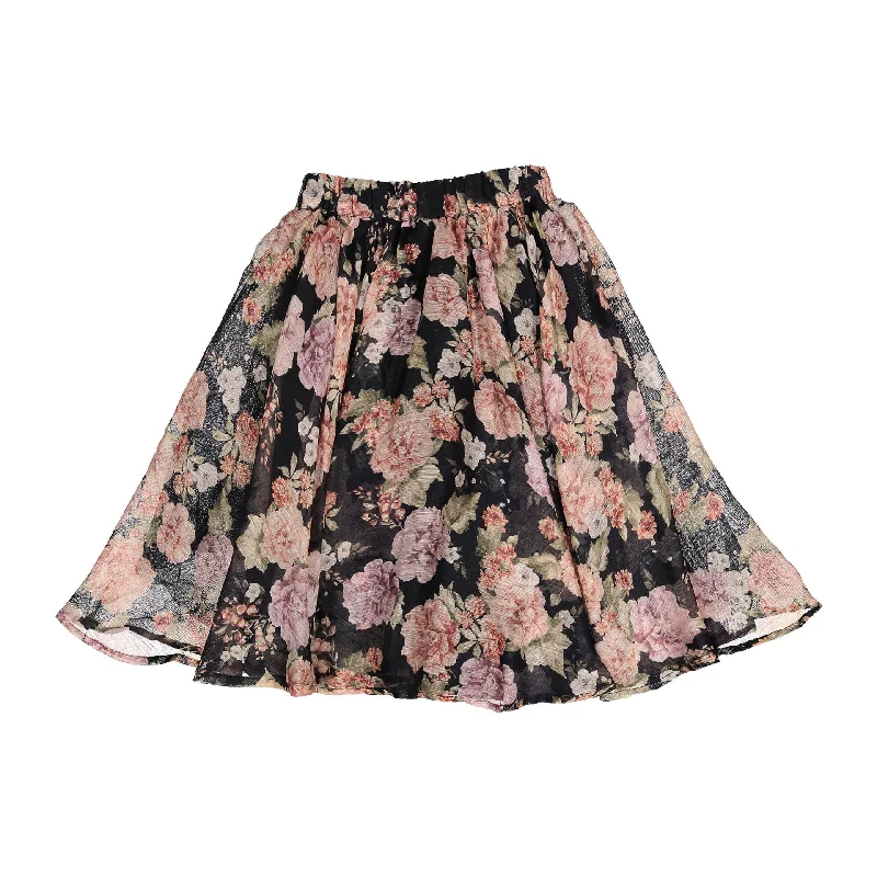 Petite Amalie Black Vintage Bloom Full Skirt