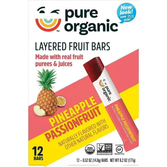 Pure Organic - Pineapple Passion Fruit Bars 6.2 Oz - Pack Of 9