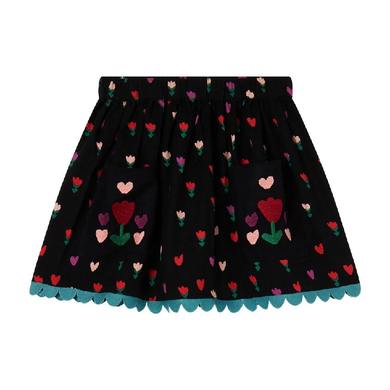 Stella Mccartney Black Hearts And Tulips Skirt