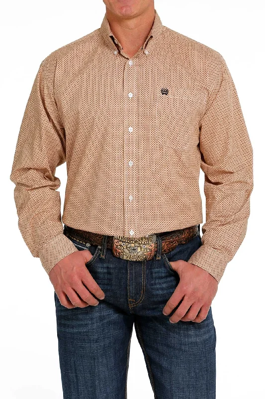 Men's Geometric Print Button-Down Long Sleeve Western Shirt