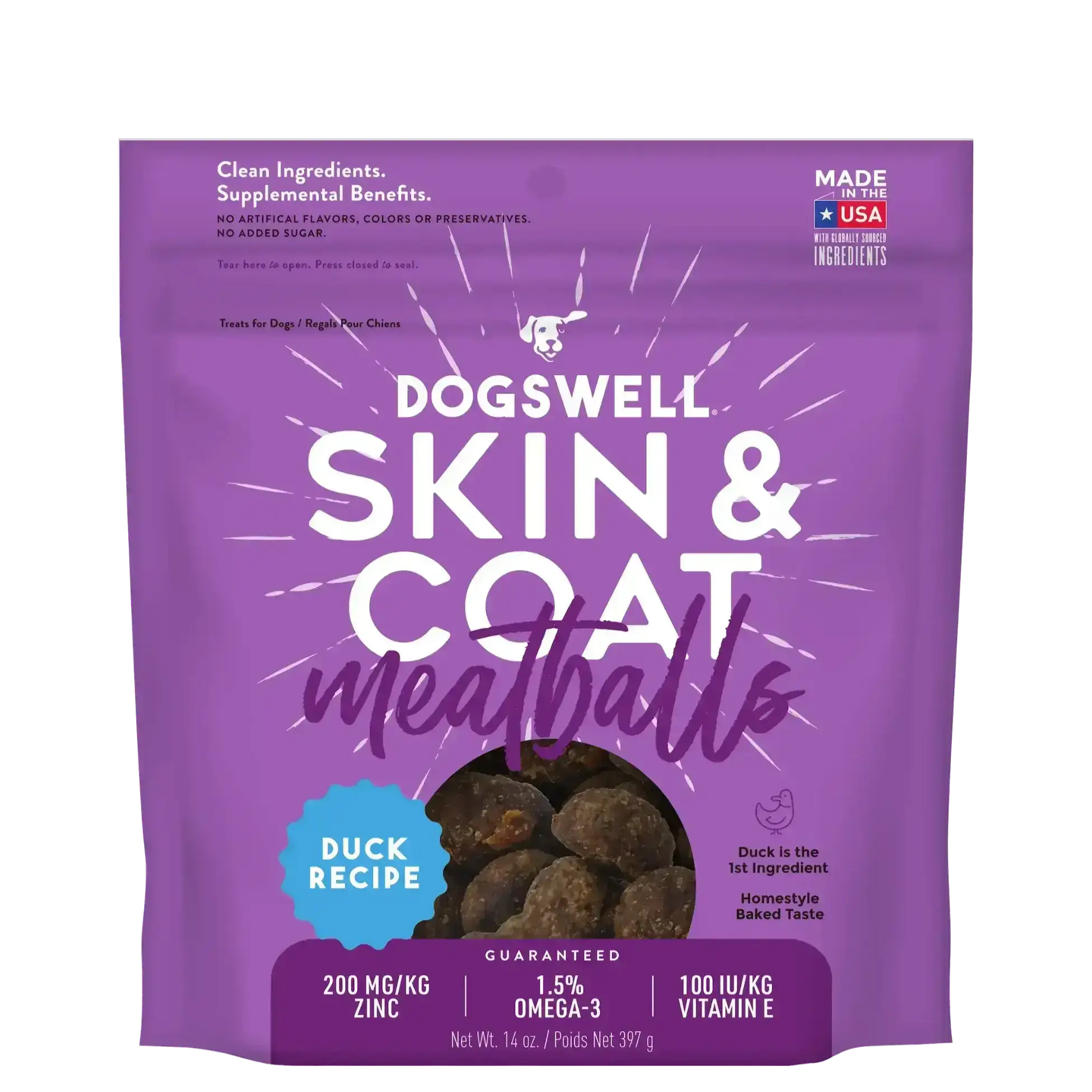 Dogswell Skin & Coat Meatballs Duck Recipe Dog Treats