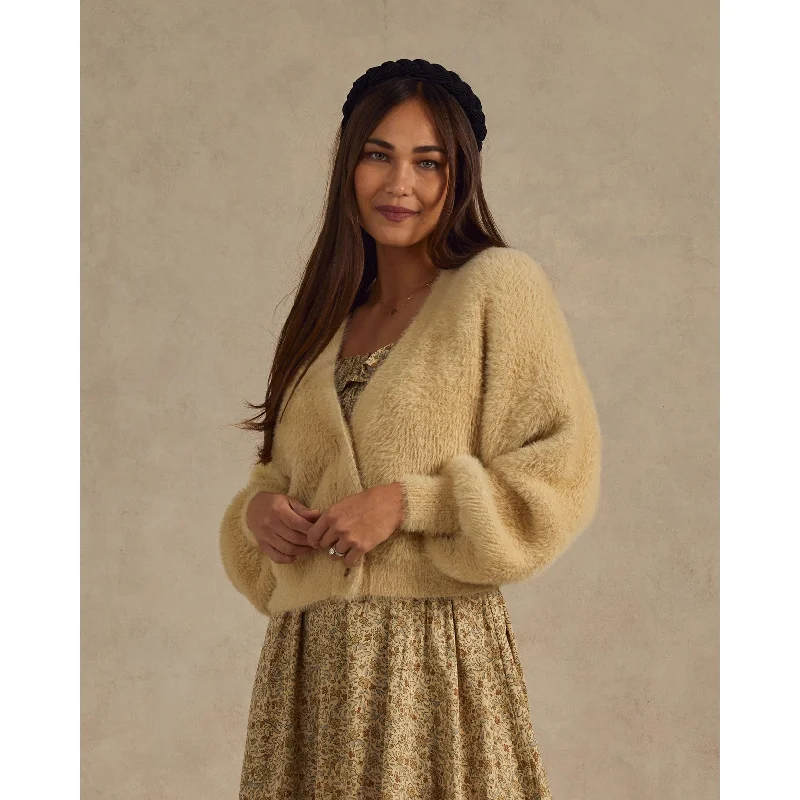 Rylee and Cru Champagne Boxy Crop Womens Cardigan