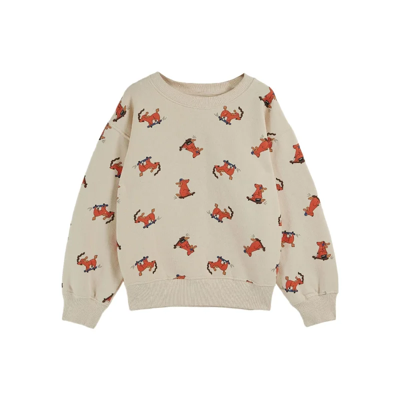 Emile et Ida Cream Skater Dog Allover Sweatshirt