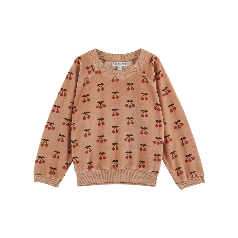 Emile et Ida Powder Cherry Velour Sweatshirt