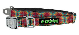 Cycle Dog Collar Metal Red Orange Kaleidoscope