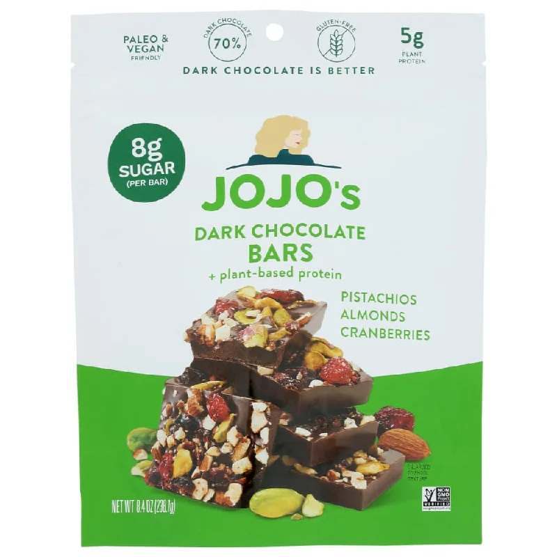 JOJO's - Dark Chocolate Bars Pistachios Almonds Cranberries