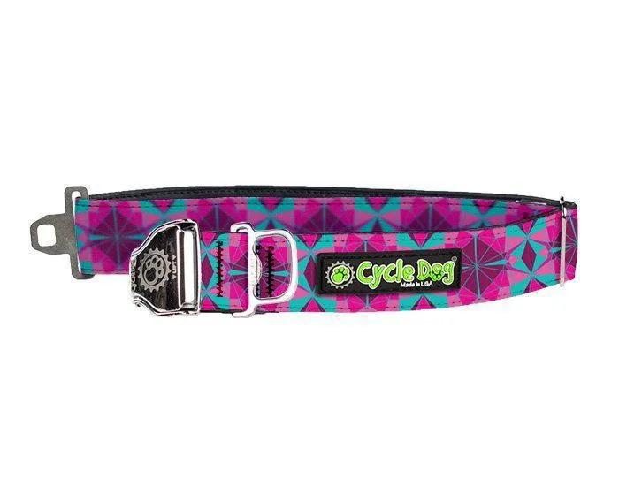 Cycle Dog Collar Metal Fuchsia Teal Kaleidoscope