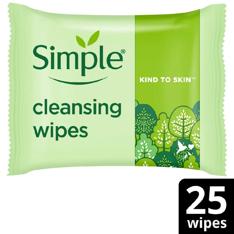 Simple Biodegradable Cleansing Face Wipes 25 Pack