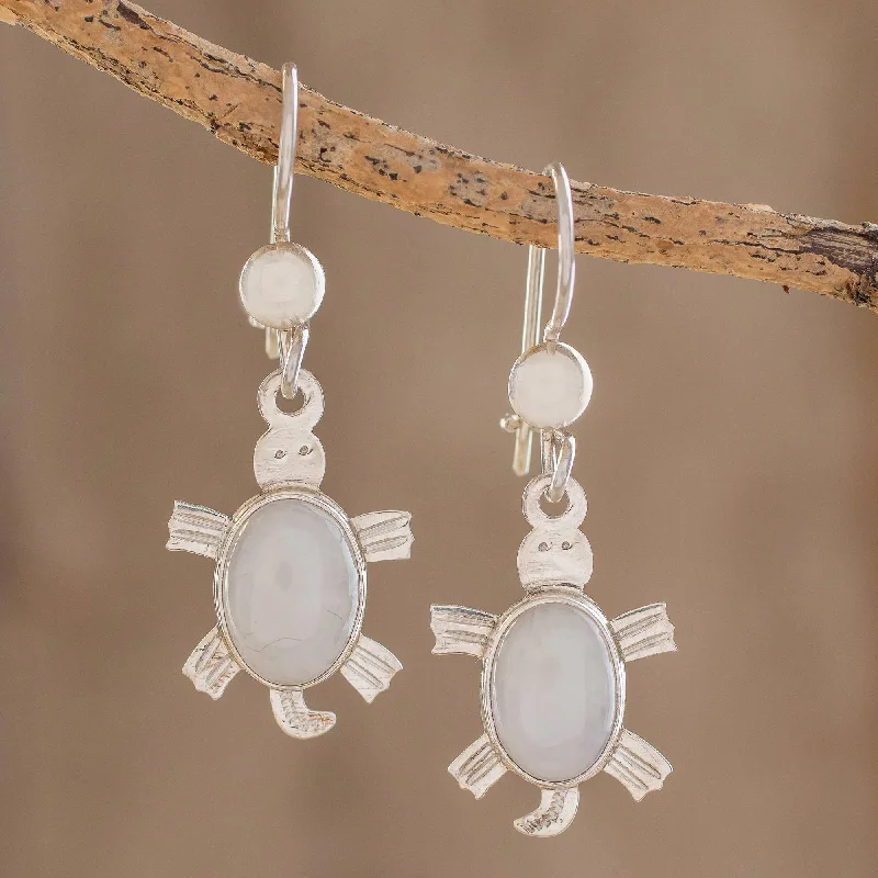 Marine Turtles Lilac jade dangle earrings