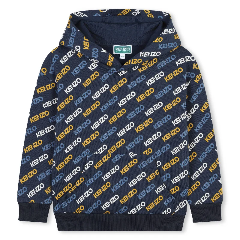 Kenzo Navy Logo Allover Hoodie