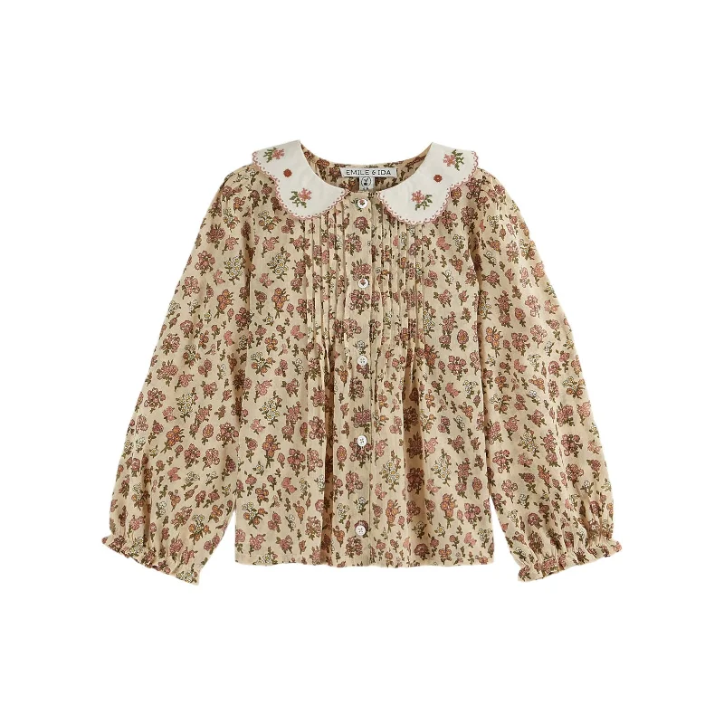 Emile et Ida Rose Country Embroidered Collar Blouse