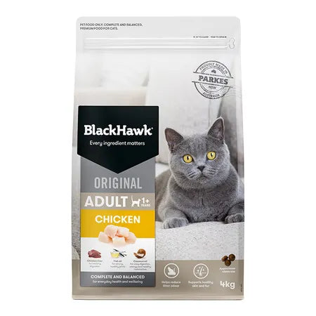    - Chicken flavor cat food  Black Hawk Adult Cat Original Chicken Cat Food