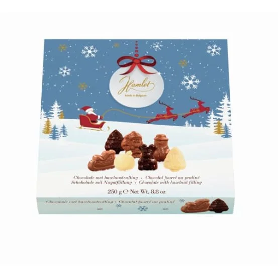 Chocolate Christmas Figurines with Hazelnut Filling Gift Box